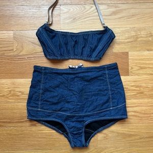 Malia Mills retro denim high waisted bikini